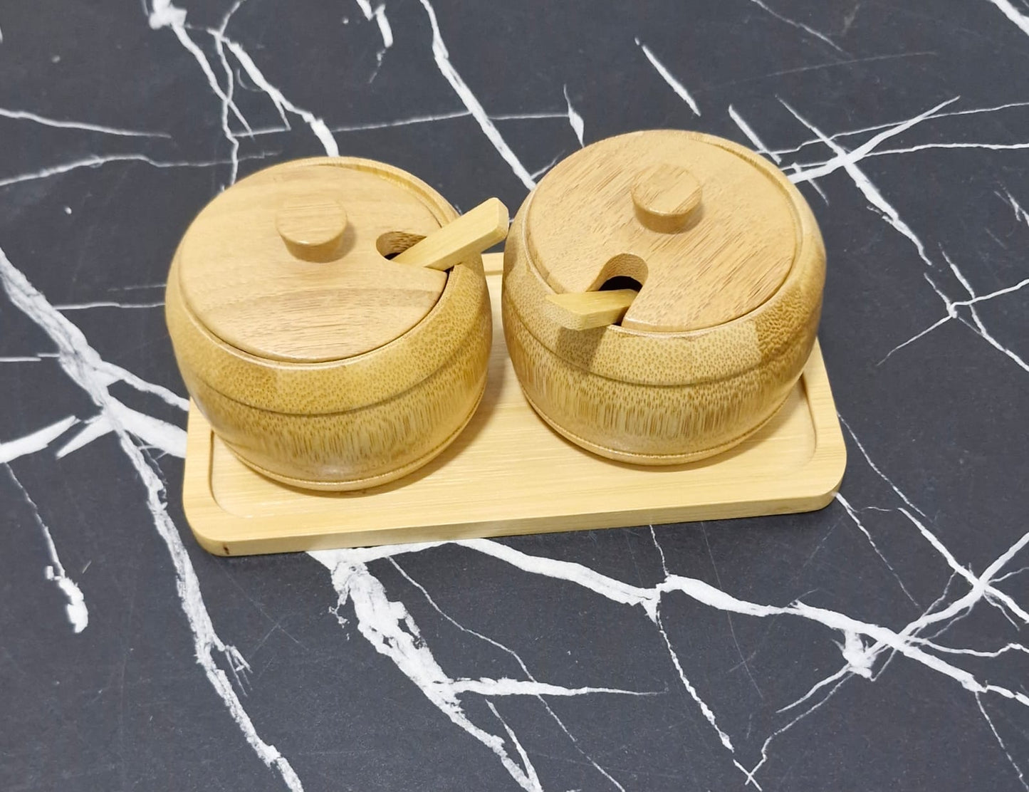 3-Piece Bamboo condiment Jar set