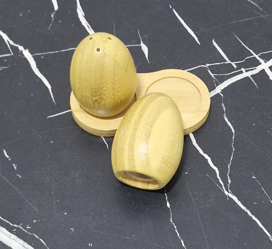 Aesthetic Bamboo Egg-shaped Salt & Pepper Shakers