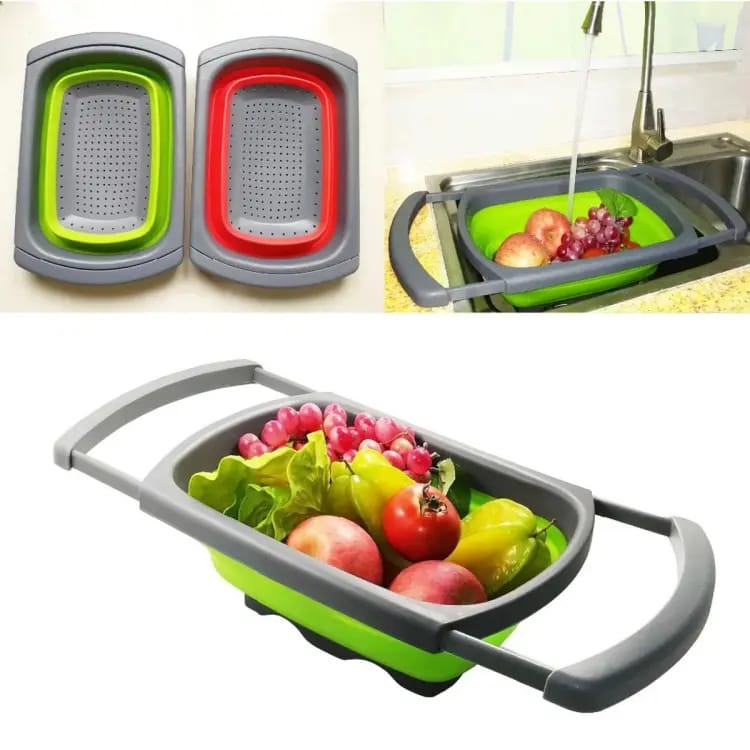Big sized Rectangular expandable big handles collapsible colander drainer