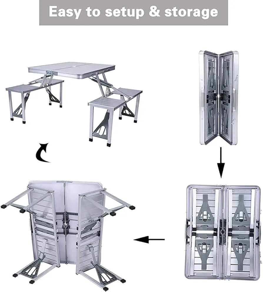 Folding picnic table and chairs set