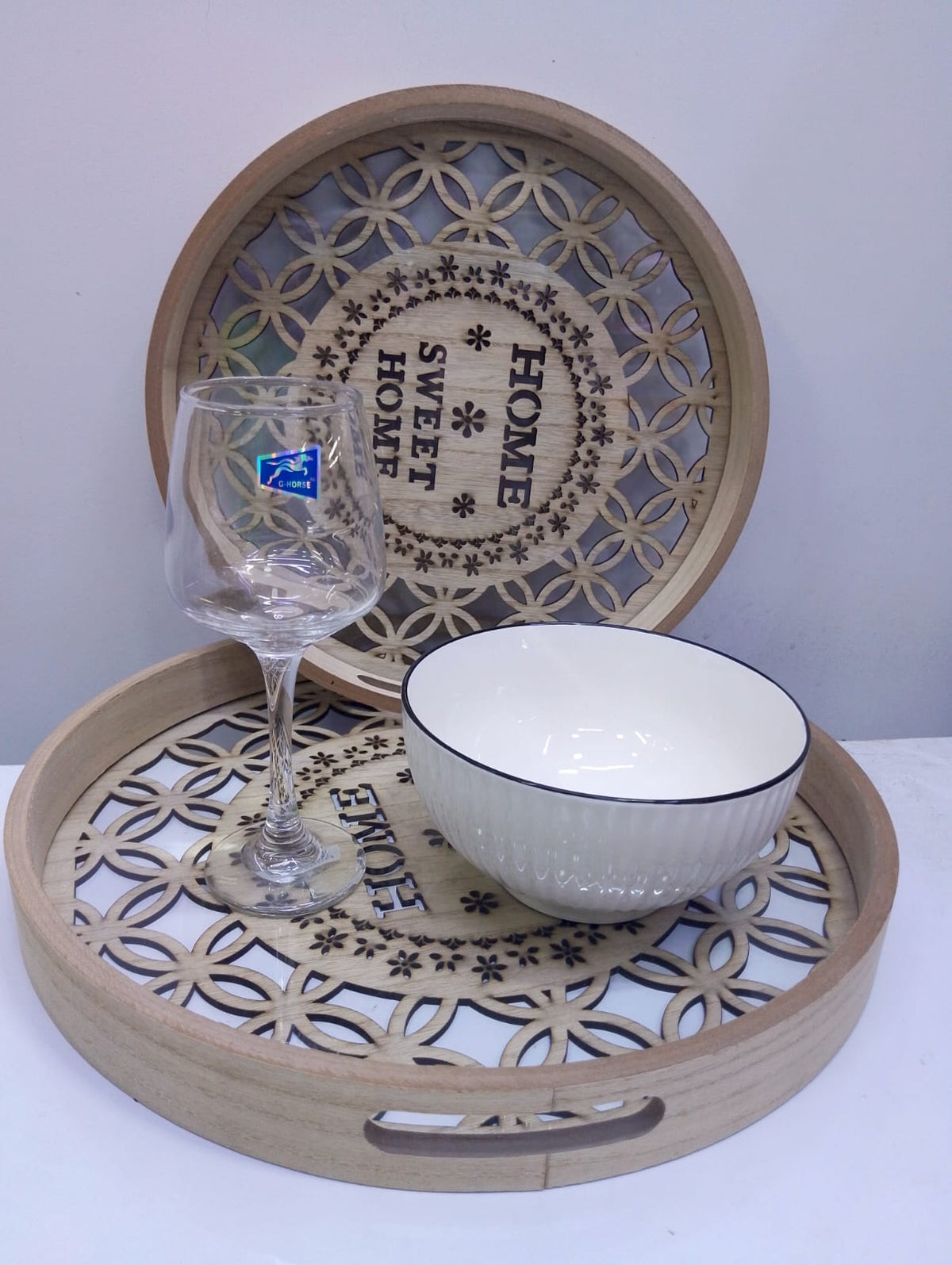 Nordic decorative round 2pcs trays