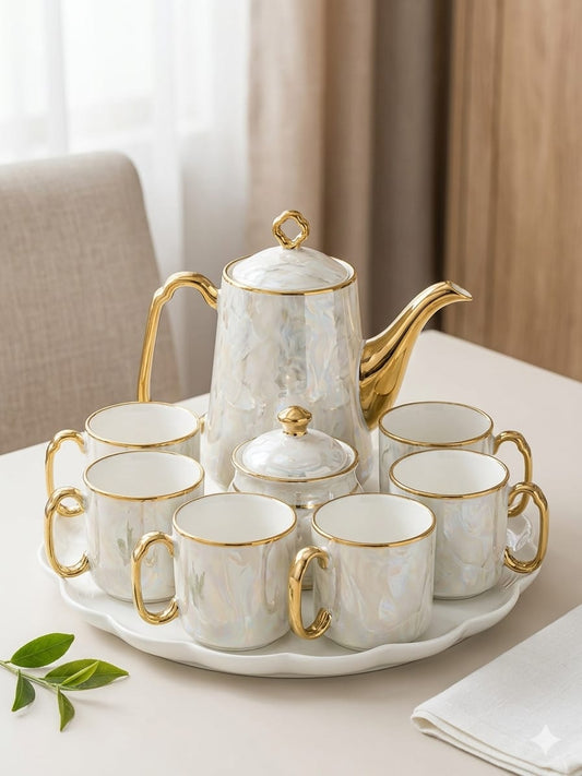 11pc Luxury Pearl Handle Tea Set