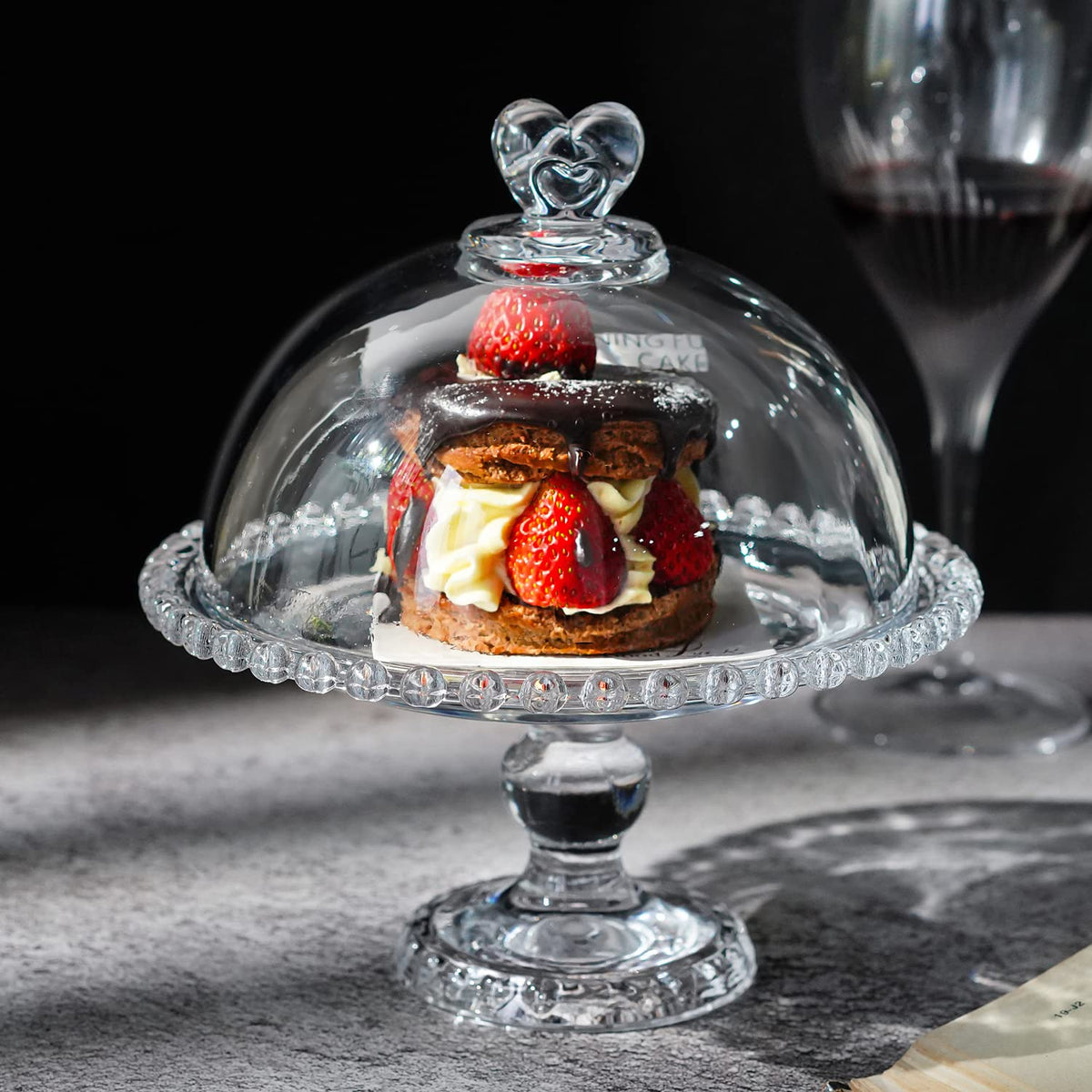 19x8.5cm Glass Base Acrylic Cover Household Snack Plate