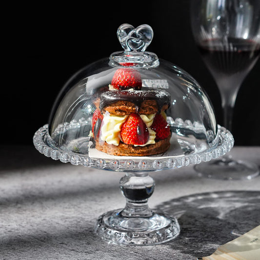 19x8.5cm Glass Base Acrylic Cover Household Snack Plate