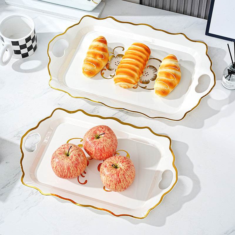Gold rimmed rectangular tray